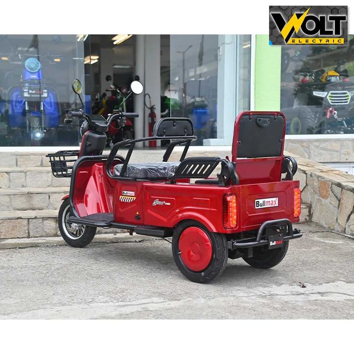 Двуместна CARGO електрическа триколка BULLMAX A10 CE, 60V, 2800W, 20Ah, 24м.гаранция и сертификат