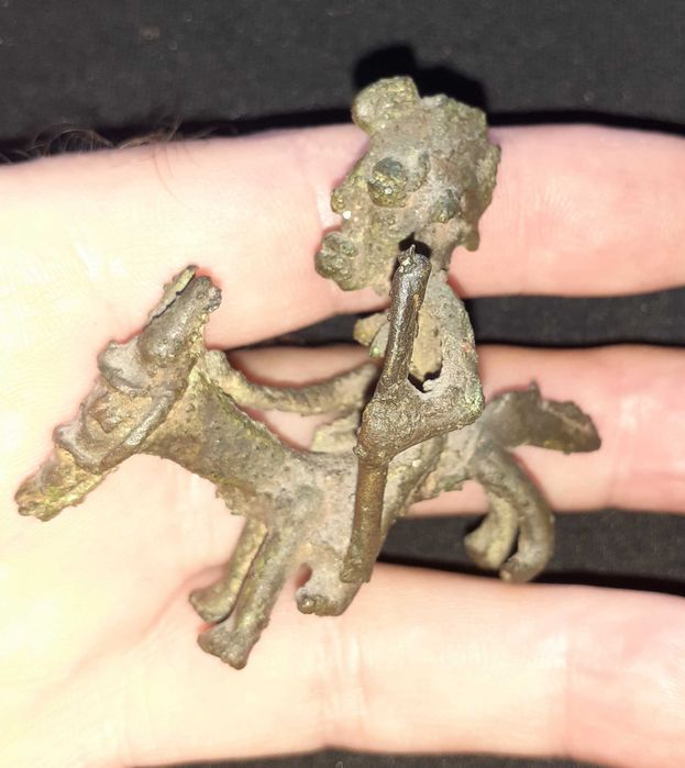 Amuletă Călăreț Dogon, bronz, artă tribală Mali, 5cm