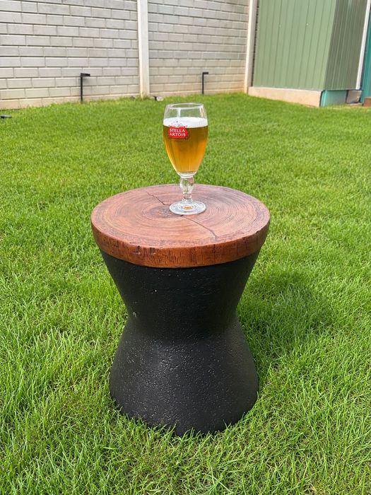 Masa laterala HOMPUS tip clepsidra masuta cafea living terasa gradina 33.5 x 42.7 cm neagra