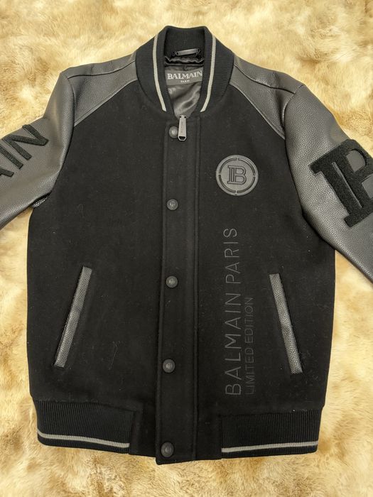 Geacă bomber Balmain piele și lână – mărimea M