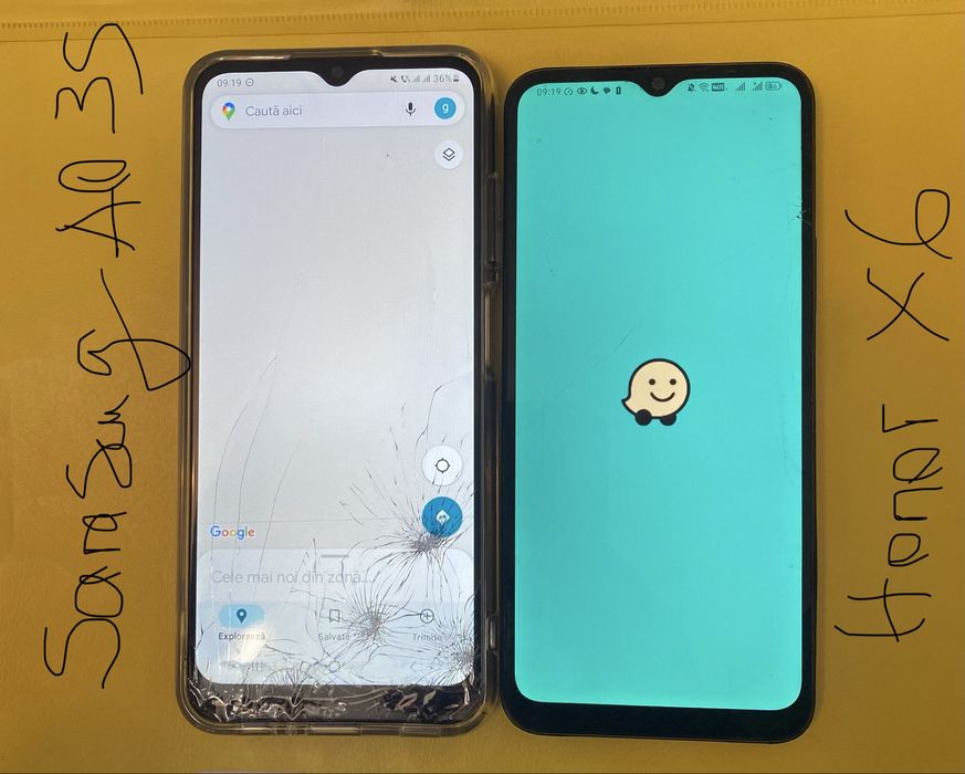 Telefoane cu sticla fisurata display bun