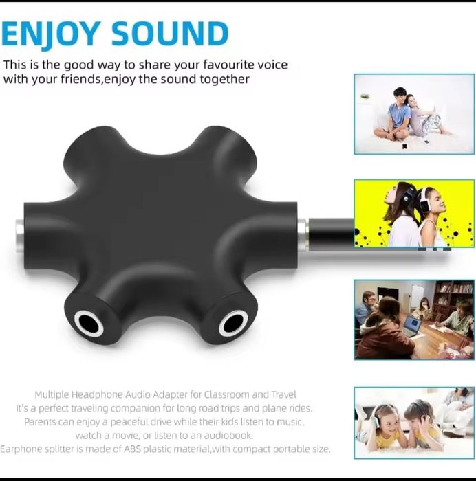 Разклонител/Сплитер за 3.5мм Аудио Жак за Слушалки, Аудио системи и др