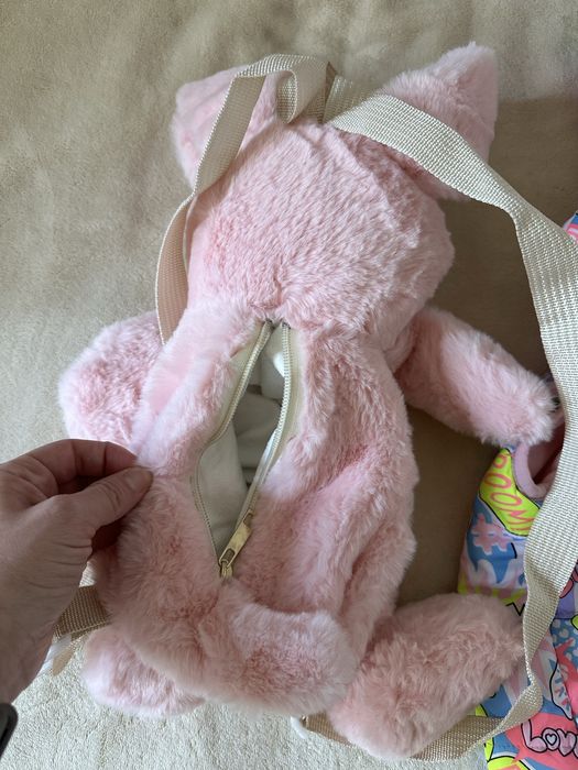НОВО Елек цветен за момиче 6/7 г и розова раница кученце