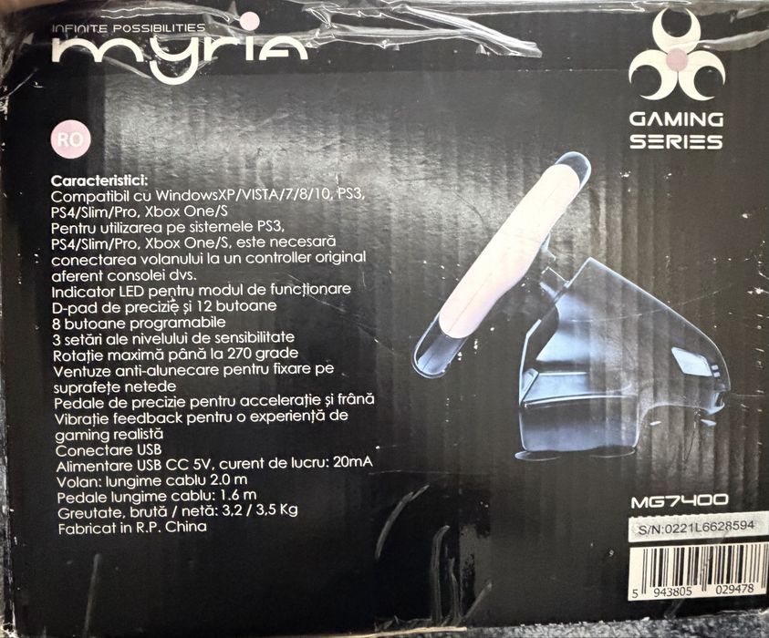Volan gaming Myria MG7400 + pedale (PC / PS / Xbox)