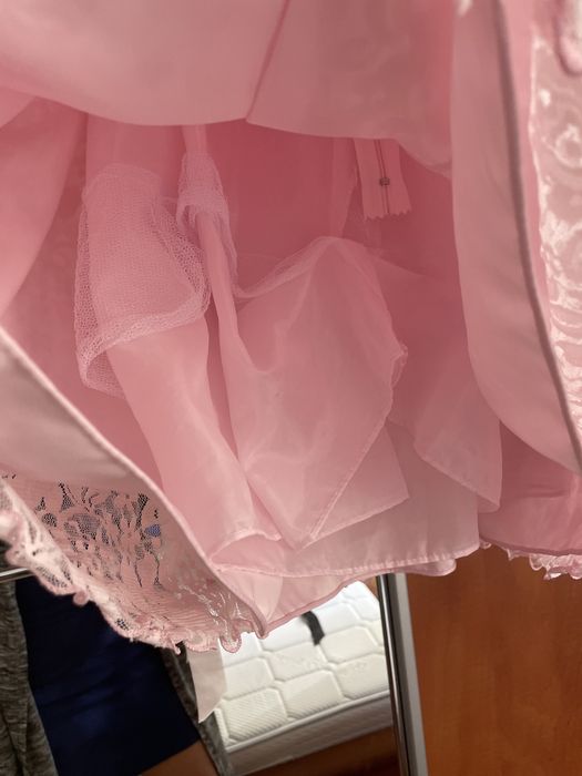Rochita fete roz cu dantela 8-10 ani