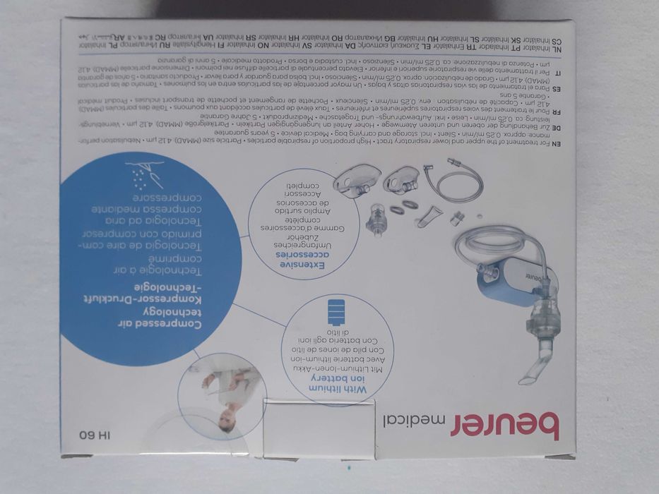 Nebulizator/ Inhalator nou ptr. calatorii, garantie 2027, Beurer IH 60