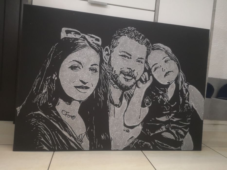 Portret sclipici 50x70 3 persoane
