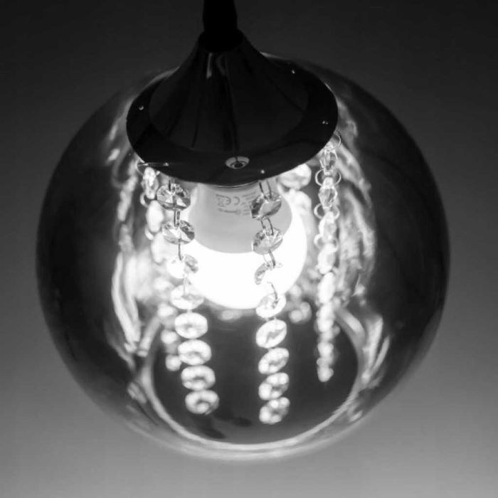 Луксозен плафон със стъклен абажур и кристали