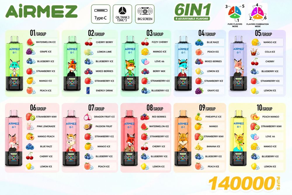 Vape Airmez 6 In 1 - 140K Puffuri Reale