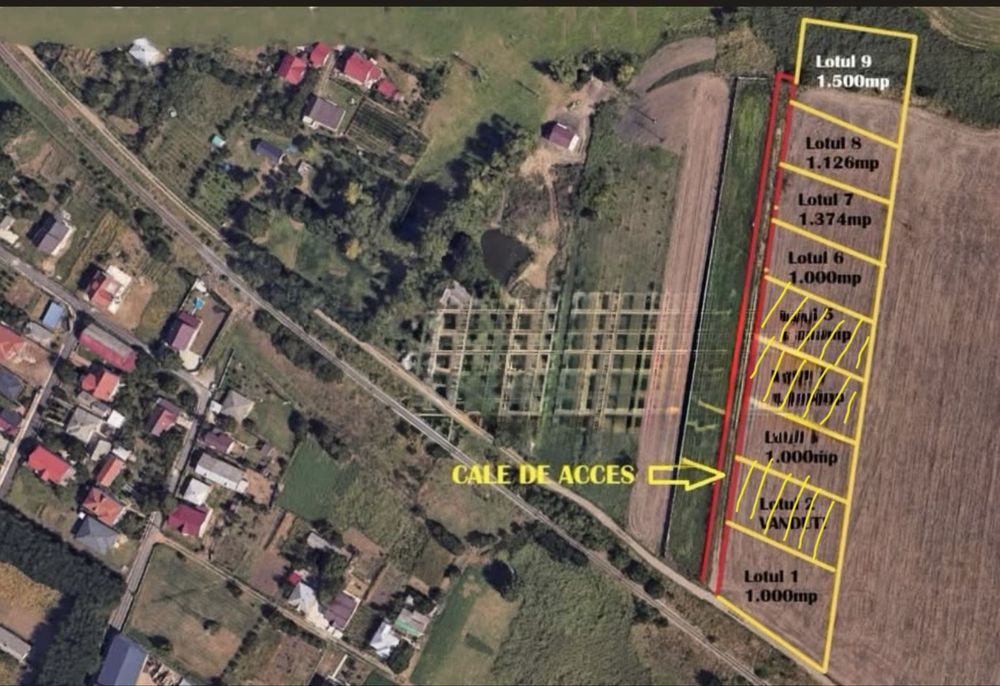 Vand loturi de teren intravilan cu suprafete cuprinse intre 1000-1500 mp