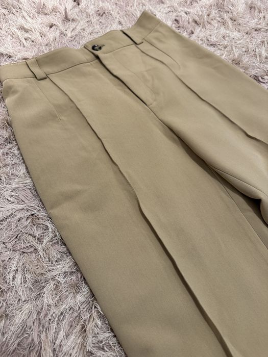 Pantaloni bej camel drepti eleganti cu talie inalta Zara marimea M