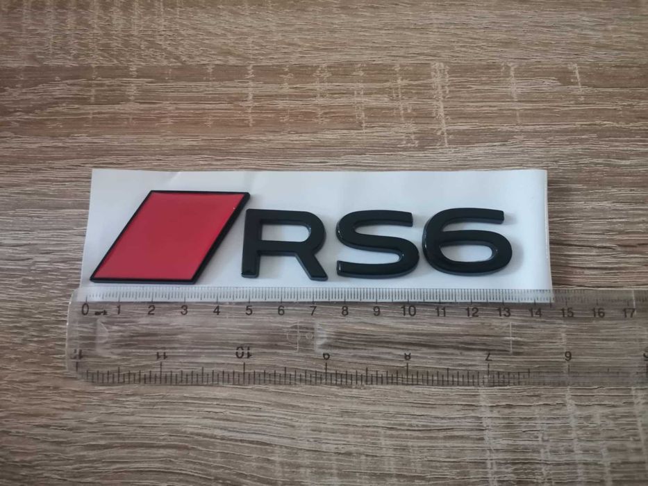 емблема Audi RS6 нов стил черно с червено