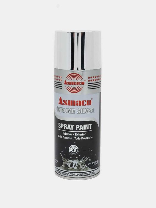 Краска аэрозольная хром серебро, акриловая краска, Asmaco
