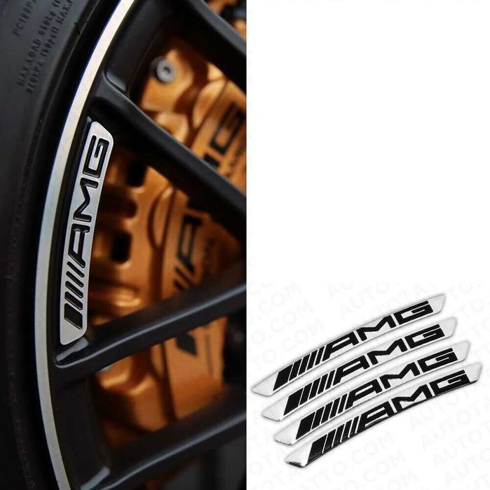 декорация за джанти Mercedes AMG сиви или черни метални стикери