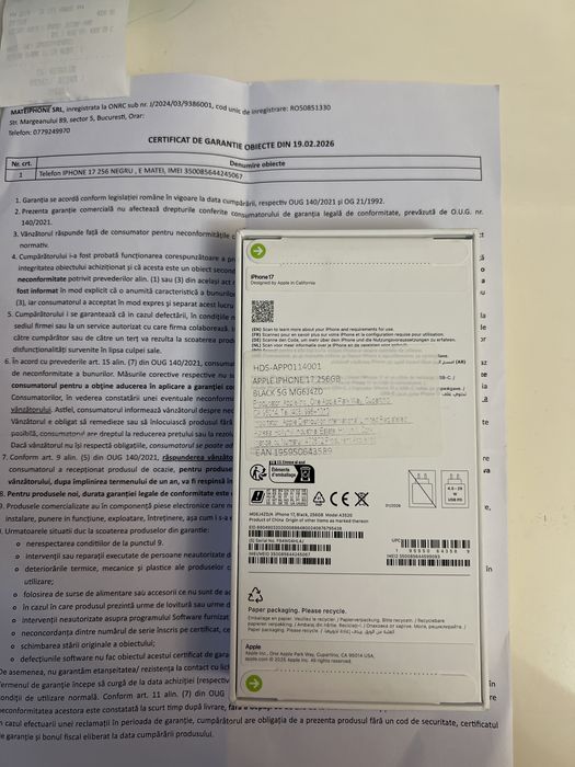 Iphone 17  256 GB.  SIGILAT