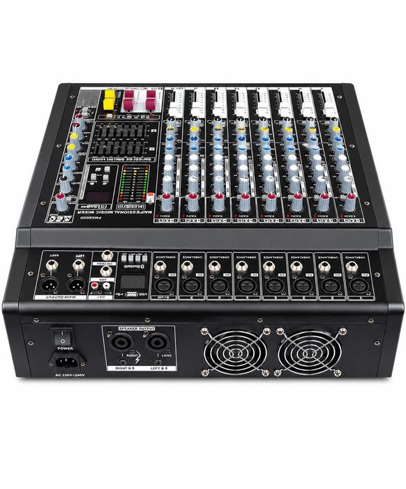 Mixer audio activ 2 x 500W 8 canale Amplificat 16 efecte digitale DSP USB Bluetooth MP3 Egalizator