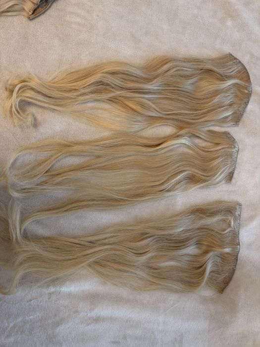 Руса естествена коса на треса със щипки