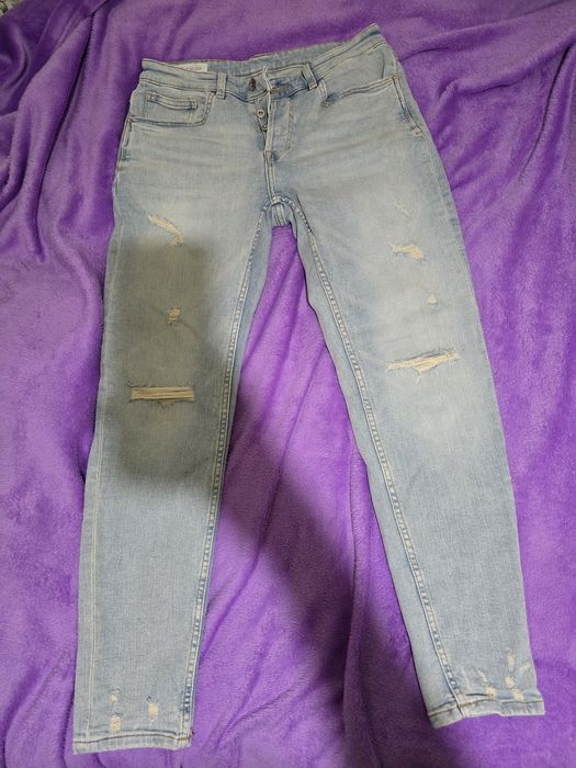 Blugi Rupti albastrii distressed skinny Zara