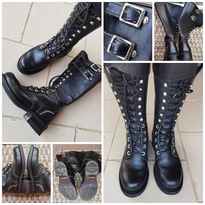 Cizme dama negre Harley Davidson ghete piele naturala moto biker