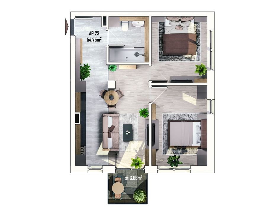 3 camere | Estimo Park | Orientare Nord - Sud | Parc & Grădiniță