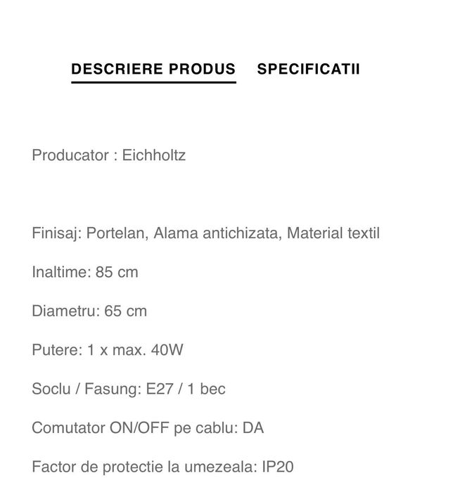 Veioza noua, nefolosita Eichholtz
