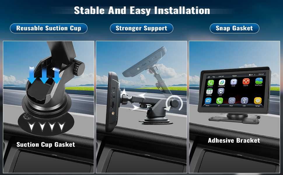 Мултимедия Camecho Wireless Carplay & Android Auto, 7-инчов