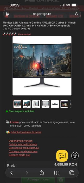 VAND/SCHIMB PC+Monitor 7800x3d 2TB SSD 32GB DDR5 6400 CL30 RTX 4090 4k 240HZ