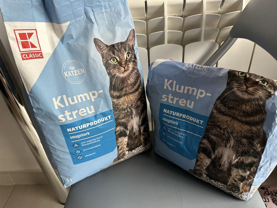 Cusca pisica, un sac de asternut paleti si doua de nisip