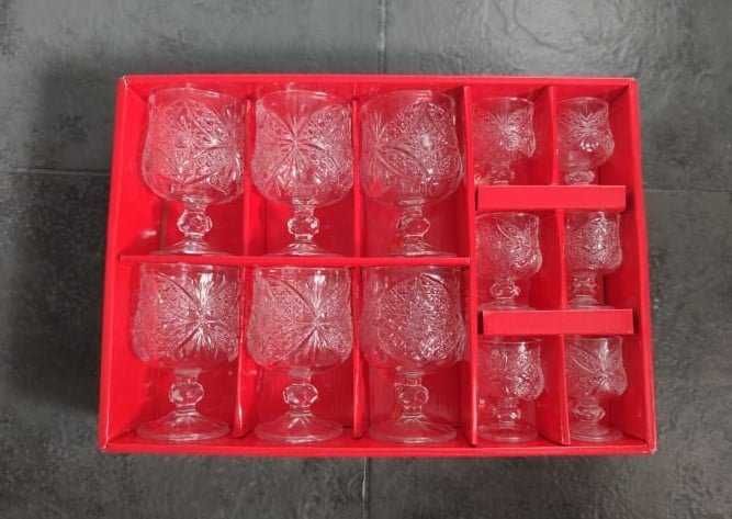 Нови! Комплект кристални чаши за вино и уиски или ракия