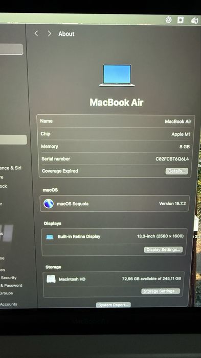 MacBook Air M1 2020 | 8GB RAM | Retina Baterie 91% | Stare excelentă