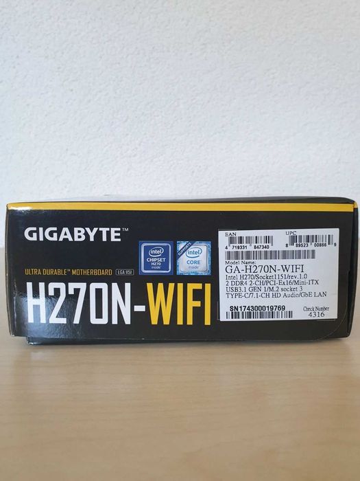 Дънна платка Gigabyte H270N-WIFI Mini ITX + Intel Core I7-7700 16GB RAM + Noctua NH-L9i Cooler