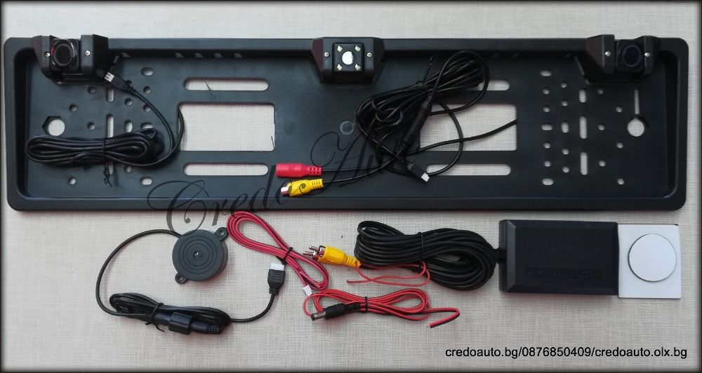 Промо!3в1 Рамка за Номер+Парктроник+Камера с широк ъгъл 170 градуса!