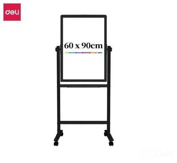 Доска флип-чарт маркерная на колесах двухст 60x90см Deli 7881 белая