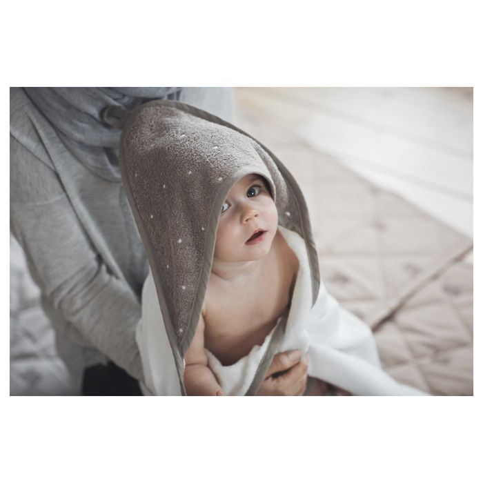 NOU! Prosop cu glugă bebe alb - bej IKEA