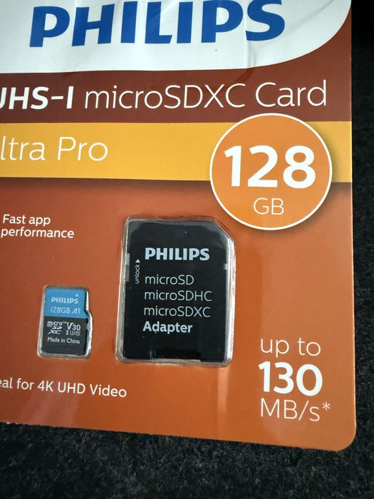 Philips UHS-I microSDXC Card 128Gb Ultra Pro 130mb/s.