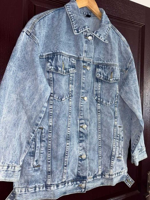 SHEIN Essnce Ежедневно изпрано свободно дънково яке с паднали рамене