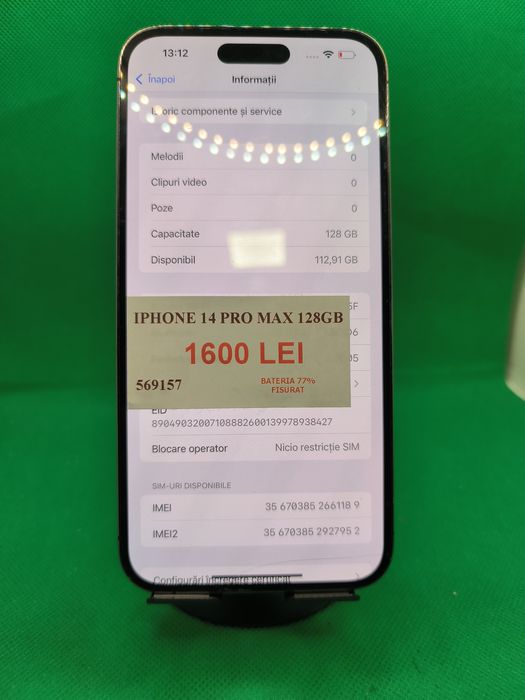 Iphone 14 pro max 128GB 77% bat fisurat•Amanet Lazar Crangasi•56915