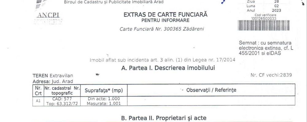 Vand teren extravilan / arabil , supr.1.000 mp. ( 0,1 ha ) loc.Bodrogul - Nou