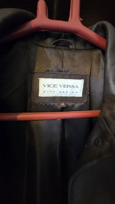 Кожаный  тренч  48 размера