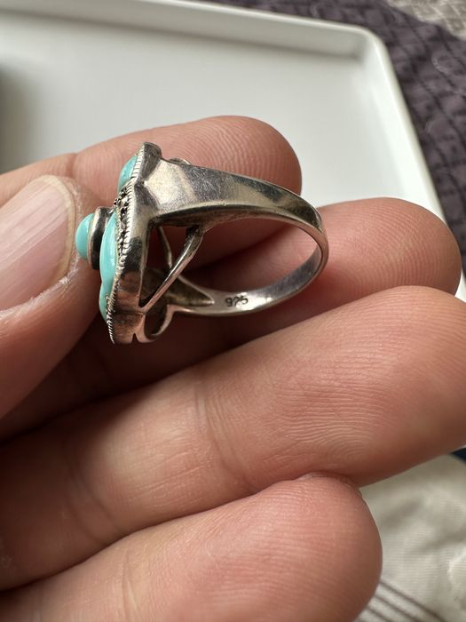 Сережки и кольцо с бирюзой. Серебро. 925 проба