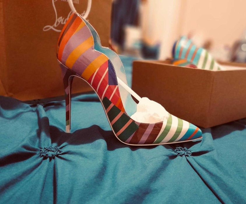 Pantofi Christian Louboutin hot chick 100 multicolor