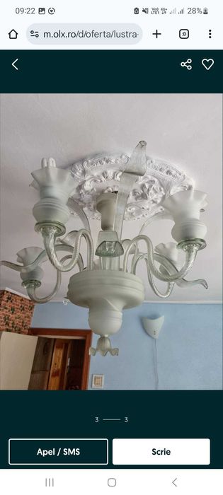 Lustra trei brațe moderna,abajururi,plafoniera,piese lustra