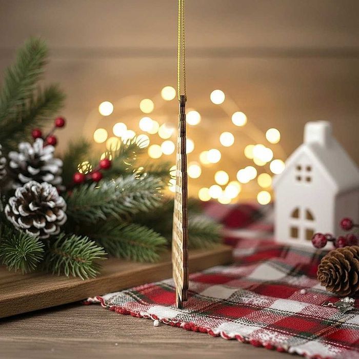 Персонализирана дървена коледна висулка с имена за клас/група