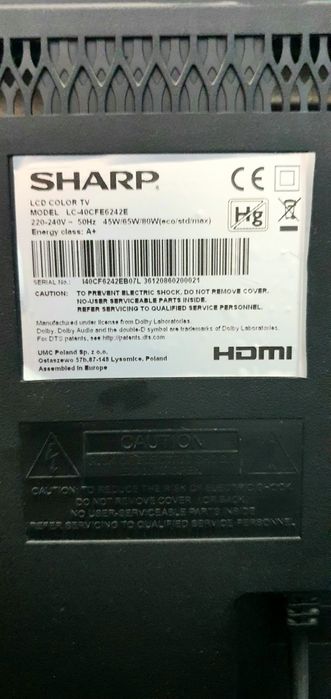 Продавам телевизор Sharp LC-40CFE6242E, 40", Smart TV – ЗА ЧАСТИ