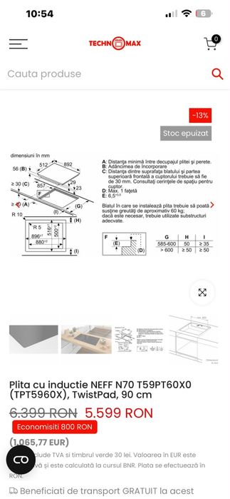 Plita inducție Neff N70 T59PT60x0 TwistPad 90cm