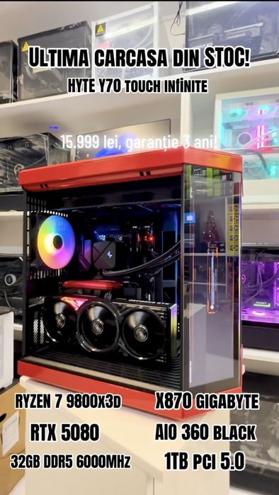 Pc Gaming Ryzen 7 9800x3d, RTX 5080, 32GB, Ultima buc, Garantie 3 ani.