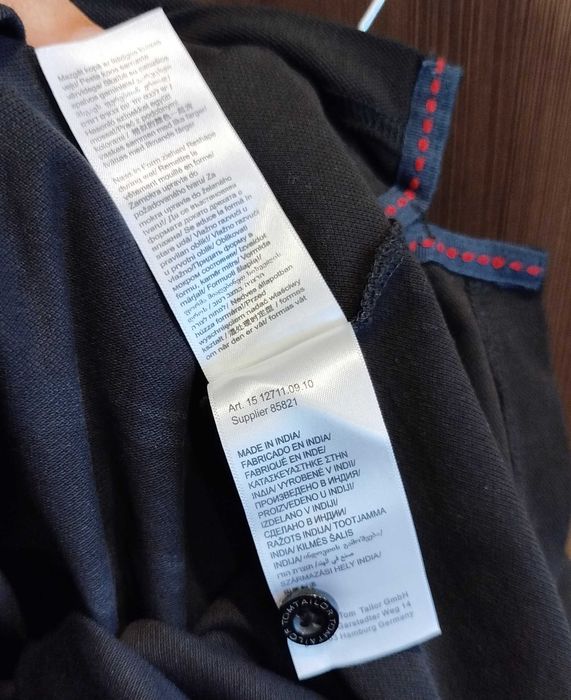 тениска с яка Tom Tailor - L- черна- нова