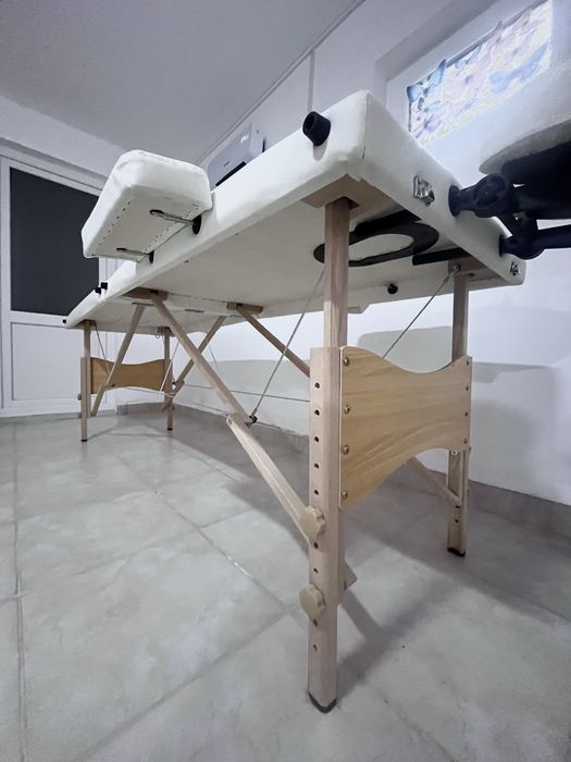 Set pat si scaun pentru cosmetică reglabile, din piele ecologica