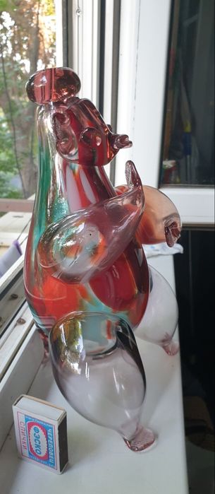 Медведь штоф гутное стекло красный май