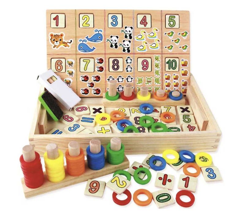 Tabla educativa Montessori din lemn cu fata dubla
